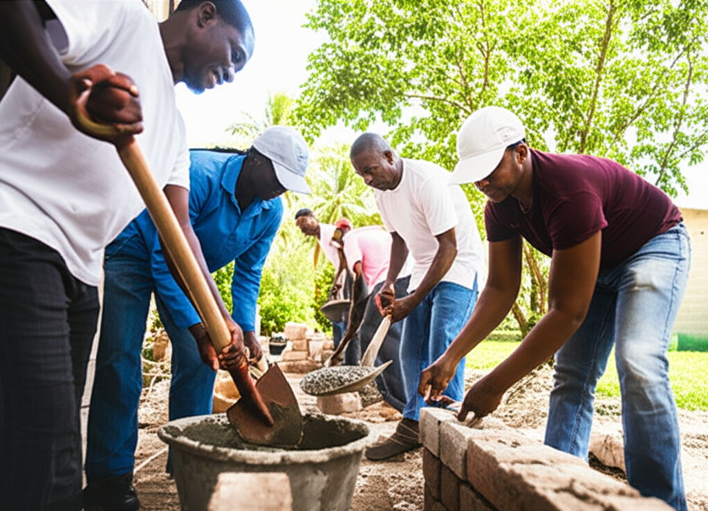 Comunidad dominicana trabajando junta